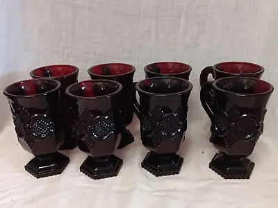 AVON 1876 Cape Cod Ruby Red Coffee Cups Mugs (Set Of 8) 1974-93 • $15