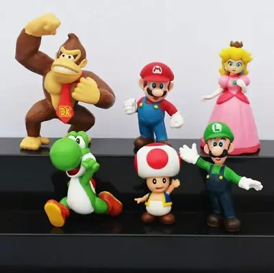 6Pcs/set Super Mario Bros PVC Action Figure Cake Topper Toys Kids Birthday Gift • $9.99