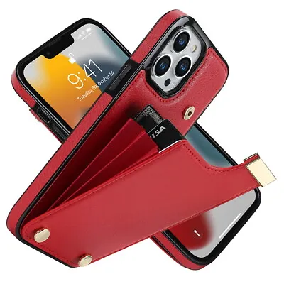 Accordion Style Flip Card Pocket Leather TPU Case Cover Fo IPhone 11 12 13 14 15 • £9.59