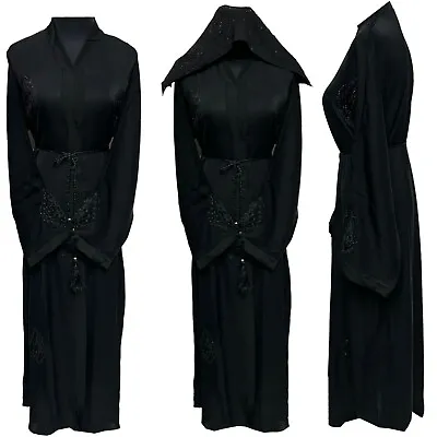 Black Modest Women Abaya Farasha Jalabiya Arab Dress • £37.99