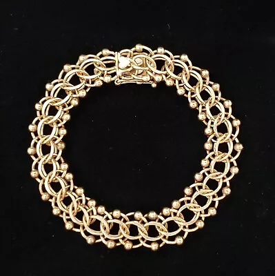 Stamped 14k Gold Triple Link Ball Charm Bracelet 33 Grams Vintage Estate • $1499