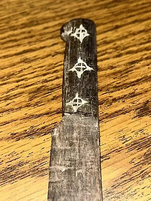 Vintage Wood Letter Opener / Bowie Knife- Hand Carved STAR Pattern Souvenir • $12