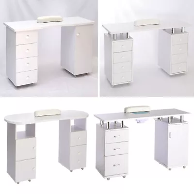 Salon Manicure Table Nail Technician Art Beauty Wood Desk Drawers Dust Collector • £119.95