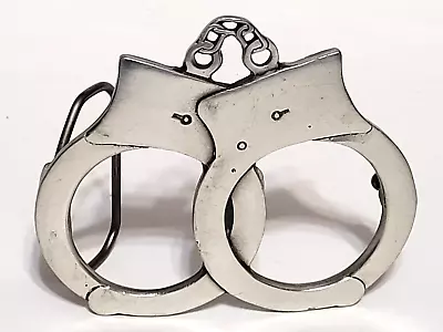 Police Handcuffs Novelty 2003 Pewter Sexy 3 1/2  Belt Buckle #4632 • $15.75