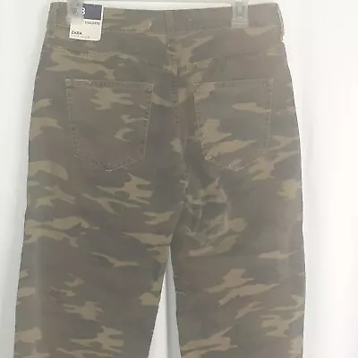 Zara Camouflage Military Stretch Womens Mid Rise Green Skinny 38 Jeans Skinny • $19.89