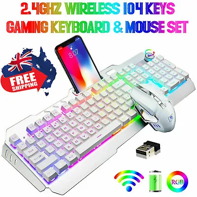 $21.99 • Buy 104 Keys Wireless Gaming Keyboard And Mouse Set RGB Backlit Rechargeable PC Mac