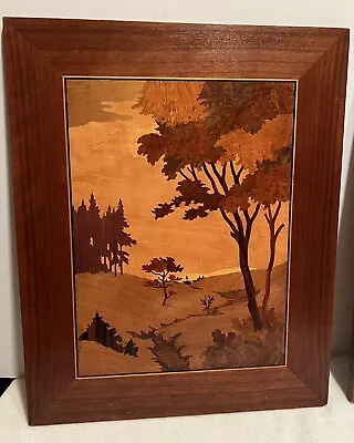 Vintage Marquetry Of Landscape By William Bader Of Asheville NC USA • $125