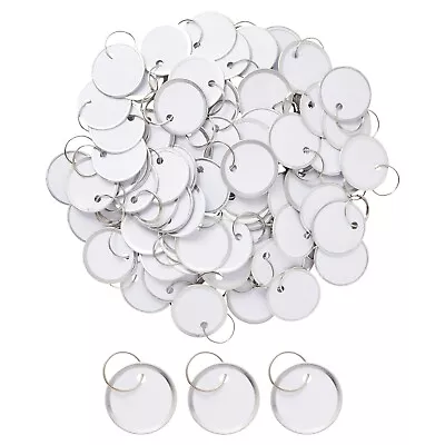 100-Pack 1.2 Inch Blank Paper Key Label Tags With Metal Rimmed Rings White • $13.49