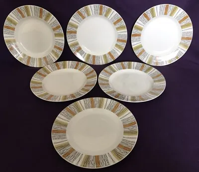 MIDWINTER “SIENNA” Pattern 9” Diameter SIDE PLATES X6 -Vintage 1960s/1970s • £12.99