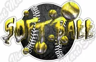 Stone Type Softball Baseball Sport Car Bumper Window Vinyl Sticker Decal 5 X3.5  • $3.85