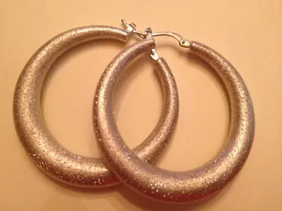 CHARLES GARNIER Sterling Silver Frosted Hoops 2  • $124