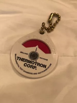 Vintage Keychain Thermotron Corp Holland Michigan Key Chain Ring MPG CALCULATOR • $4.99