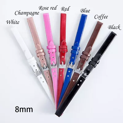 £2.87 • Buy 8mm Leather Watch Band Replacement Watchband Unisex Watch Strap Belt