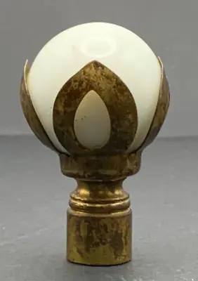 Vintage Art Deco Brass And White Milk Glass Round Marble Lamp Finial • $20.99