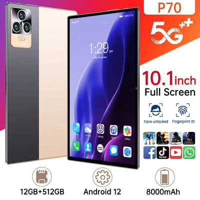 $156.99 • Buy 10.1  WIFI Tablet Android 12 HD Tablet Pad 10 Core Netflix Dual Camera 12+512GB