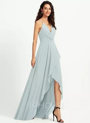 A-Line V-neck Asymmetrical Bridesmaid Dress Size:UK10/EU38/US6 Color: Mist • £22.99