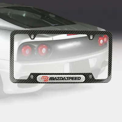 1x Mazdaspeed Carbon Fiber Stainless Steel License Plate Frame & S Carbon Emblem • $15