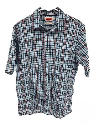 Wrangler Western Button Up Shirt Men's Medium Blue • $14.99