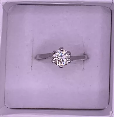 Real Moissanite Charles & Colvard 1CT Light Champagne Sterling Silver Sz 8 Ring • $76.99