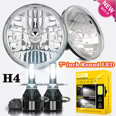 Pair 7  Inch Round LED Headlight High Low For Plymouth Barracuda Cuda Duster 340 • $199.98