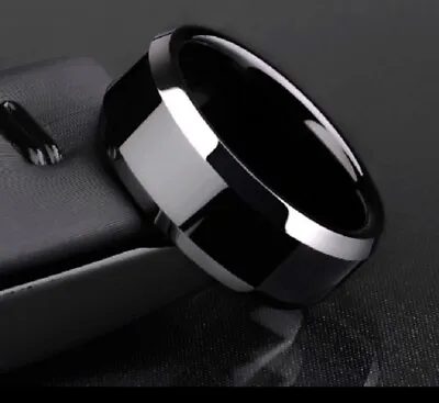 Stunning Gloss Black Titanium Ring / Wedding Band / Engagement Ring / Thumb Ring • £3.99