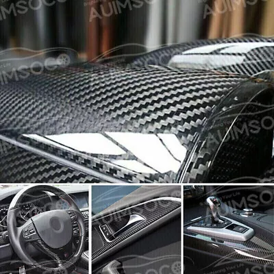 Steering Wheel Car Parts Carbon Fiber Film Trunk Guard Plate Decal Sticker Trim • $18.99