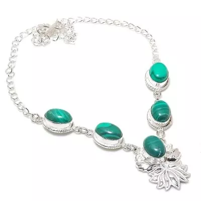 Malachite Gemstone Handmade 925 Sterling Silver Jewelry Necklaces Size 18  • £9.37