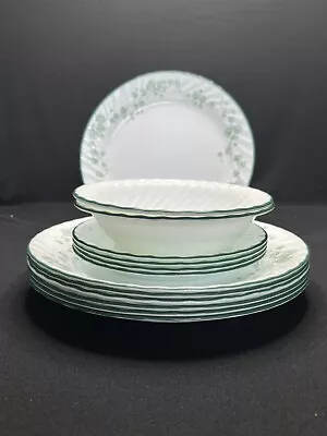 $35 • Buy 13 Pieces 7 Dinner 4 Bread Plates 2 Cereal Bowls Callaway Ivy Swirl Corelle