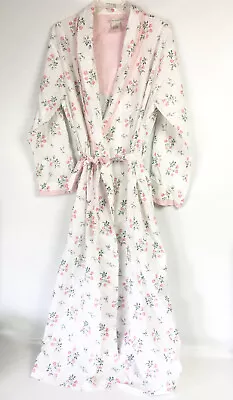 Laura Ashley Womens XL Robe Dressing Gown Pink Green Floral Cotton Lightweight • $44.49