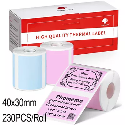 3 Rolls 40x30 Mm Sticker Label Adhesive Tag Paper For Phomemo M110 M220 Printer • $15.99