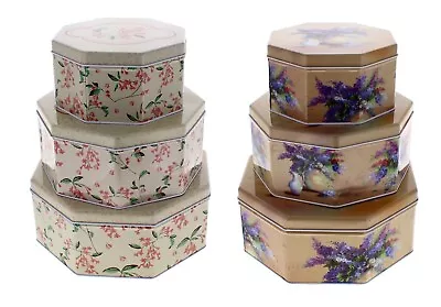 Cake Storage Tin 3pc Floral Airtight Metal Tins Biscuits Cookies Baking KITCHEN • £14.99