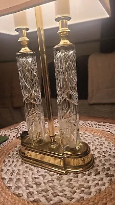 Vtg Hollywood Regency Hand Cut Crystal Czech Republic Bohemia Lamp 2 Column Post • $49.99