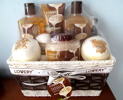 Lovery Gift Spa Basket Vanilla Coconut Bath Set In Basket New C • $18.95