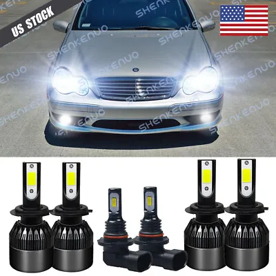 For Mercedes-Benz C230 2002-2006 2007 6Pcs LED Headlight Fog Light Bulbs Kit • $33.10