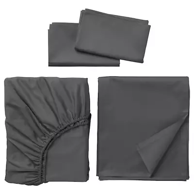 IKEA Nattjasmin Sheet Set Full/Double Dark Gray Fitted  Flat & 2 Pillowcases • $45.34