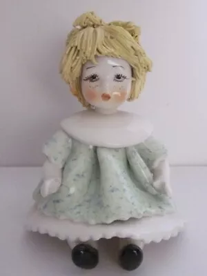 Lino Zampiva Ceramic Spaghetti Hair Toddler Doll Signed Figurine • $19