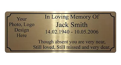 Personalised Photo Design Memorial Metal Aluminium Plaque Funeral Sign 200x75 • £11.98