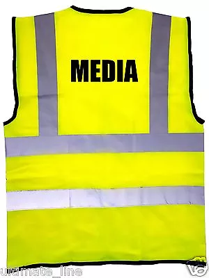 HI VIS Printed - MEDIA - HI VIZ SAFETY VEST Waistcoat Reflective EN471 • £8.13