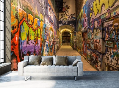 £95.99 • Buy 3d Wall Mural Street Graffiti Over Walls Photo Wallpaper Poster For Boys Room