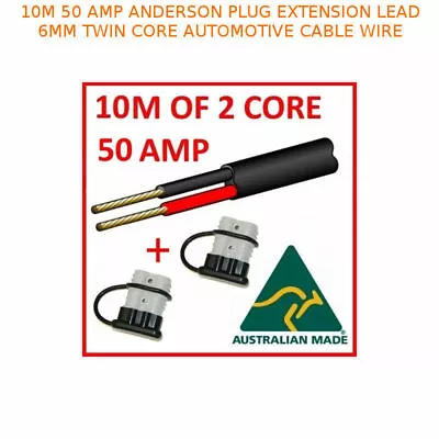 $39.99 • Buy 10m 50 Amp Anderson Plug Extension Lead 6mm Twin Core Automotive Cable Wire