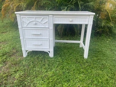 $499 • Buy Henry Link Wicker Desk 4 Drawers White 
