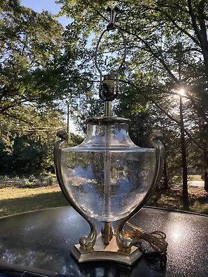 1988 Chapman Hollywood Regency Brass & Seeded Glass Globe Trophy Urn Lamp 27” • $295