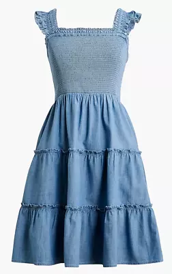 J. Crew Women's Chambray Smocked Dress Size XS Blue NEW • $30