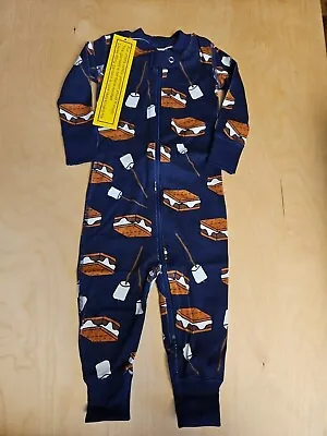 Nwt Hanna Andersson Navy S'mores Camping Zipper Sleeper Pajamas 70 6-12 M • $29.99