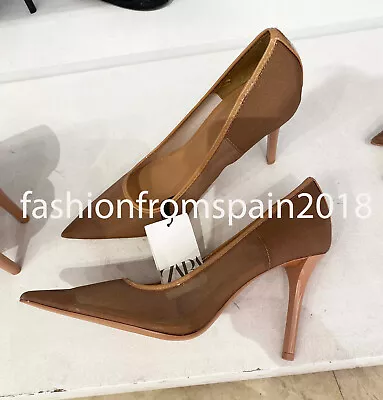 Zara New Woman Mesh High-heel Shoes Beige 35-42 2214/310 • $59.88