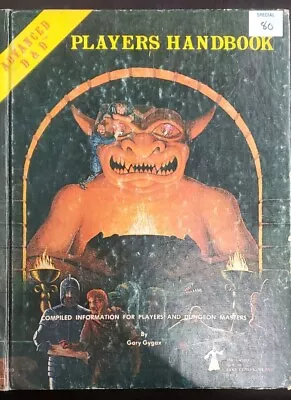 DUNGEONS & DRAGONS PLAYERS HANDBOOK 1978 Special Reference Work By Gary Gygax • $95