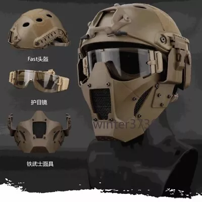 Cosplay Props FAST Helmet Tactical Hard Shell Mesh Face Blast Mask Cover Goggles • $44.58