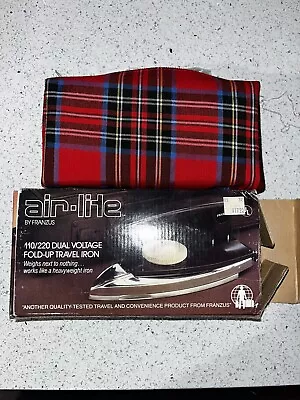 Vtg Nos FRANZUS Travel Iron AIR LITE AL 100 110/220 Fold Up ORIGINAL TRAVEL CASE • $19.99