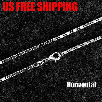 925 Silver Plated Horizontal Chain Necklace W/ Lobster Lock 16-24  Women Jewelry • $1.95