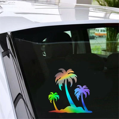 2PCS Palm Tree On Island Prints Car Decal Window Truck Removable Sticker Gift • $2.74